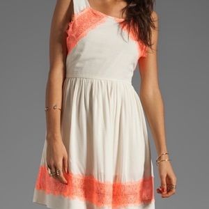 Free People Georgia Cream and Coral Neon Lace Dress